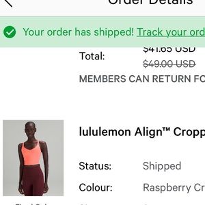 Lululemon align crop tank top